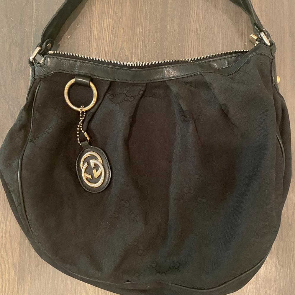 Black Canvas Gucci Hobo Bag